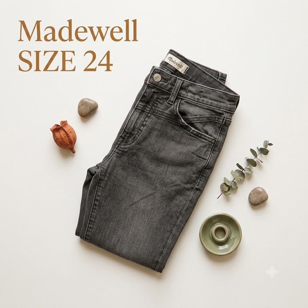 Madewell Archive Mid-Rise Kick Out Black Denim Jeans Women Size 24